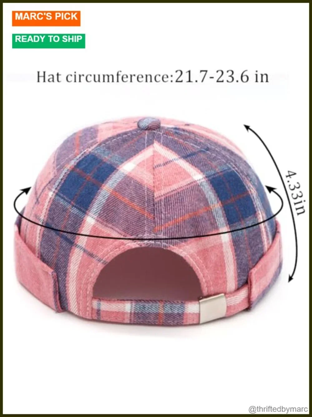 Polyester Brimless Docker Hat Adjustable Beanie Snap Buckle Retro Cuff